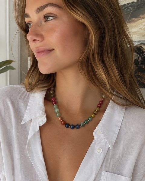 Autumn Marbled Bead Necklace