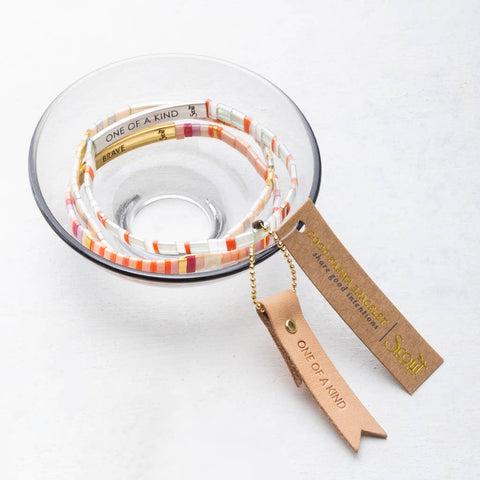 Good Karma Miyuki Bracelet | One Of A Kind - Mint/Peach/Gold
