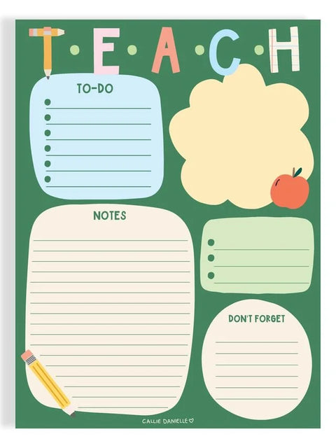 Teach School-Themed Daily Planner 6×8 To Do Notepad