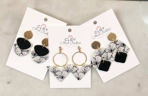 Riley Dangle Earrings Black/White