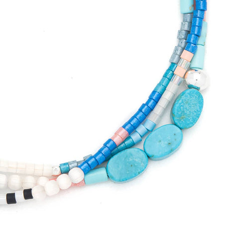 Mixed Media Bracelet - Sky/Turquoise/Silver