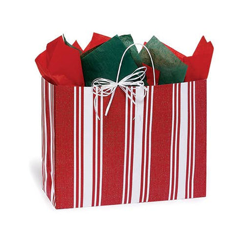 Red Ticking Stripe Paper Gift Bags (BAG ONLY)