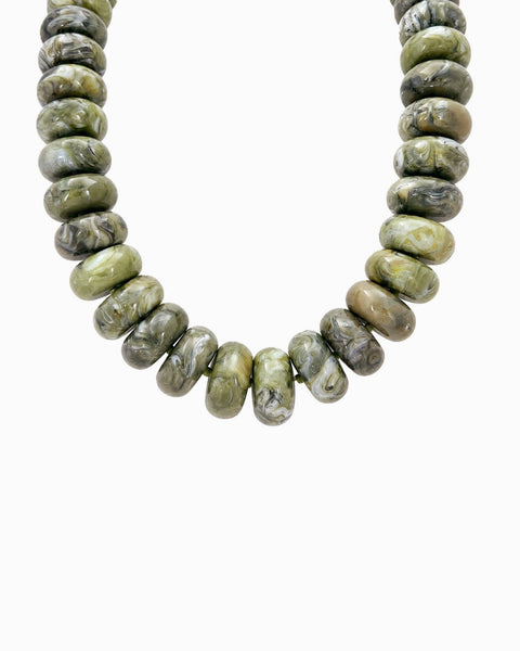Sessori - Neutral Chunky Marble Seed Bead Statement Necklace