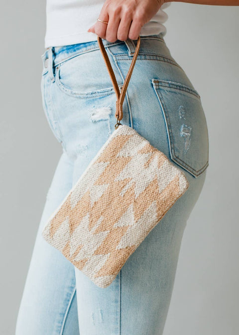 Tan & Cream Aztec Wristlet