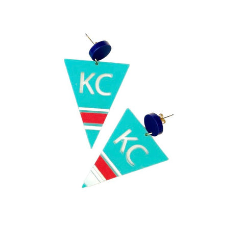 Kansas City KC Soccer Pennant Earrings - Large