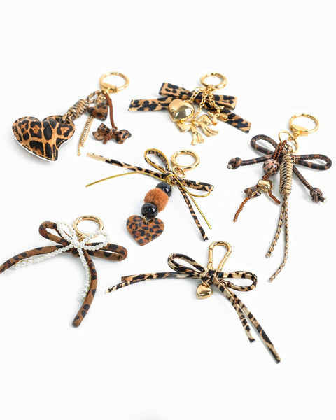 Leopard Bow Clip Bag Charm