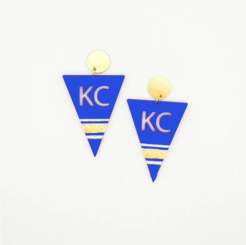 Kansas City KC Blue Pennant Earrings - Large