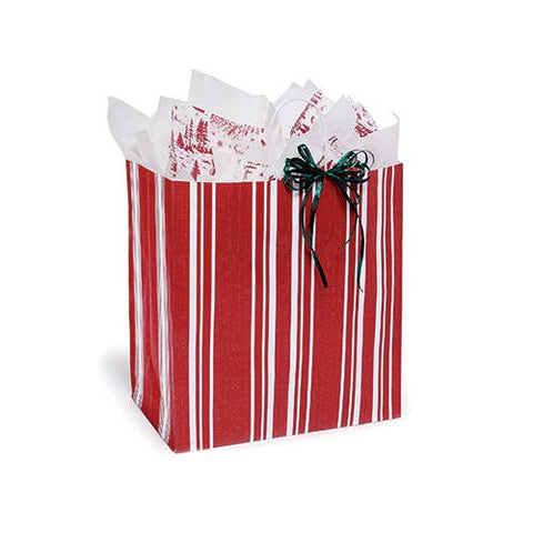 Red Ticking Stripe Paper Gift Bags (BAG ONLY)