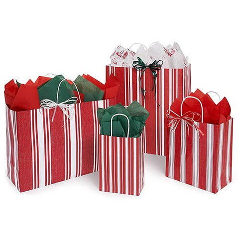 Red Ticking Stripe Paper Gift Bags (BAG ONLY)