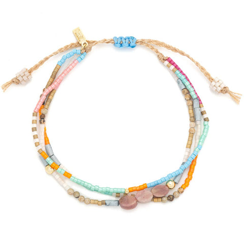 Mixed Media Bracelet - Love/Rhodochrosite/Gold