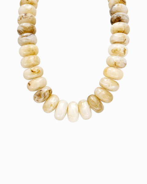 Sessori - Neutral Chunky Marble Seed Bead Statement Necklace
