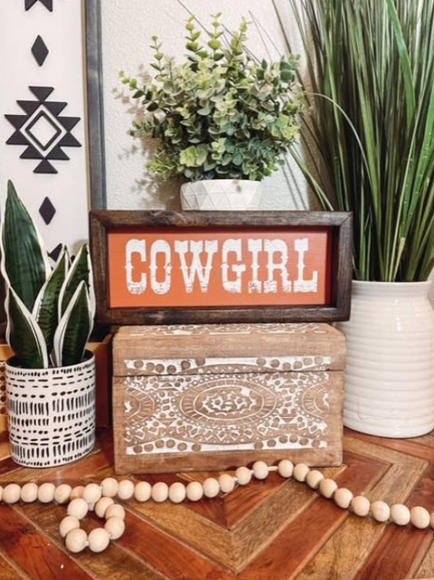 Willie & Dolly Designs - Cowgirl Wooden Framed Sign