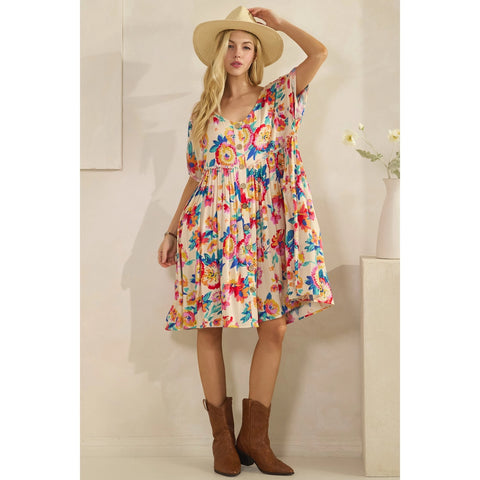 Floral Bliss Button-Front Dress