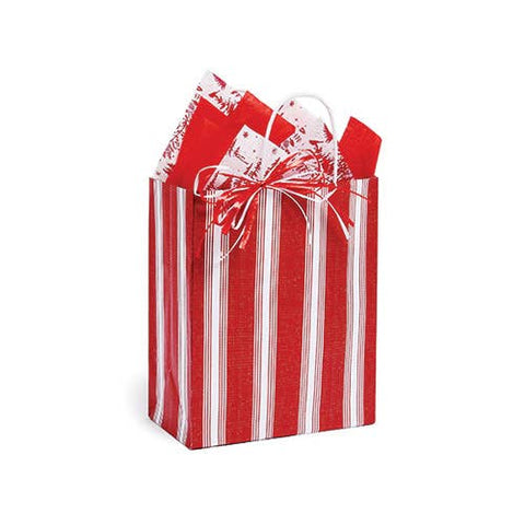 Red Ticking Stripe Paper Gift Bags (BAG ONLY)