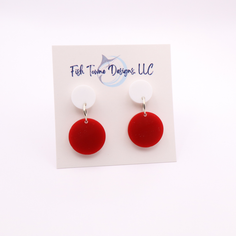 Red and White Acrylic Game Day Earrings