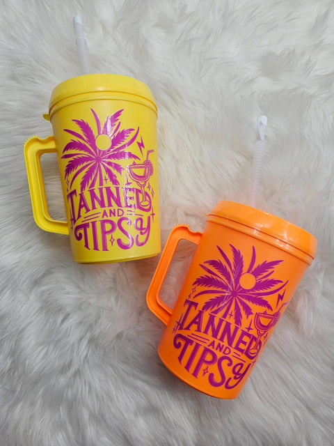 'Tanned and Tipsy' Mega Trucker Mug 34oz