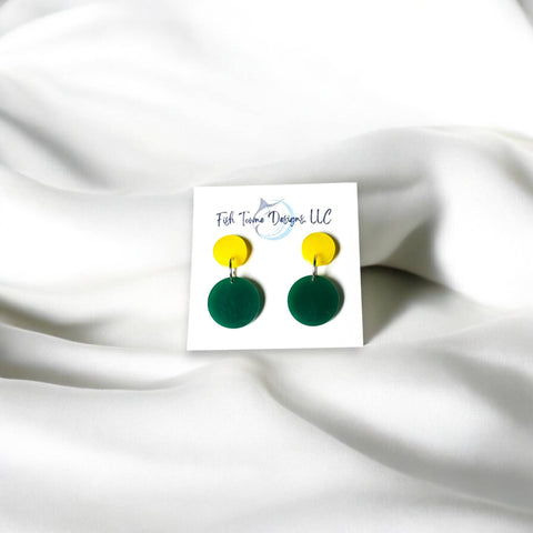 Green & Yellow Acrylic Game Day Earrings
