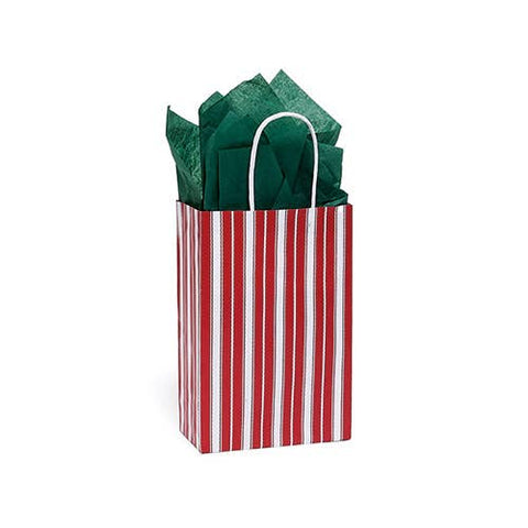 Red Ticking Stripe Paper Gift Bags (BAG ONLY)