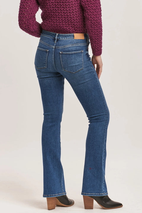 Dear John Women's Jaxtyn Dark Wash Mid Rise Bootcut Stretch Denim Jeans