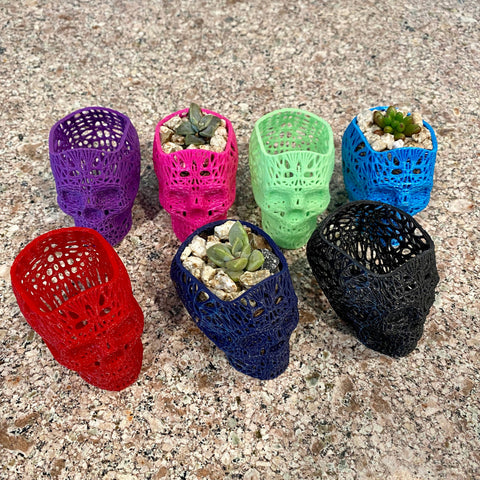 NumanPrints - 3D Printed Succulent Skull Planter Pot Small Indoor: Gold / 5 Inch Skull